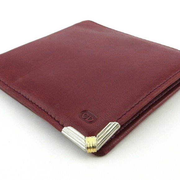 DIOR Two-fold wallet CD Mark Bordeaux Leather Auth USED T18173 - Picture 4 of 8